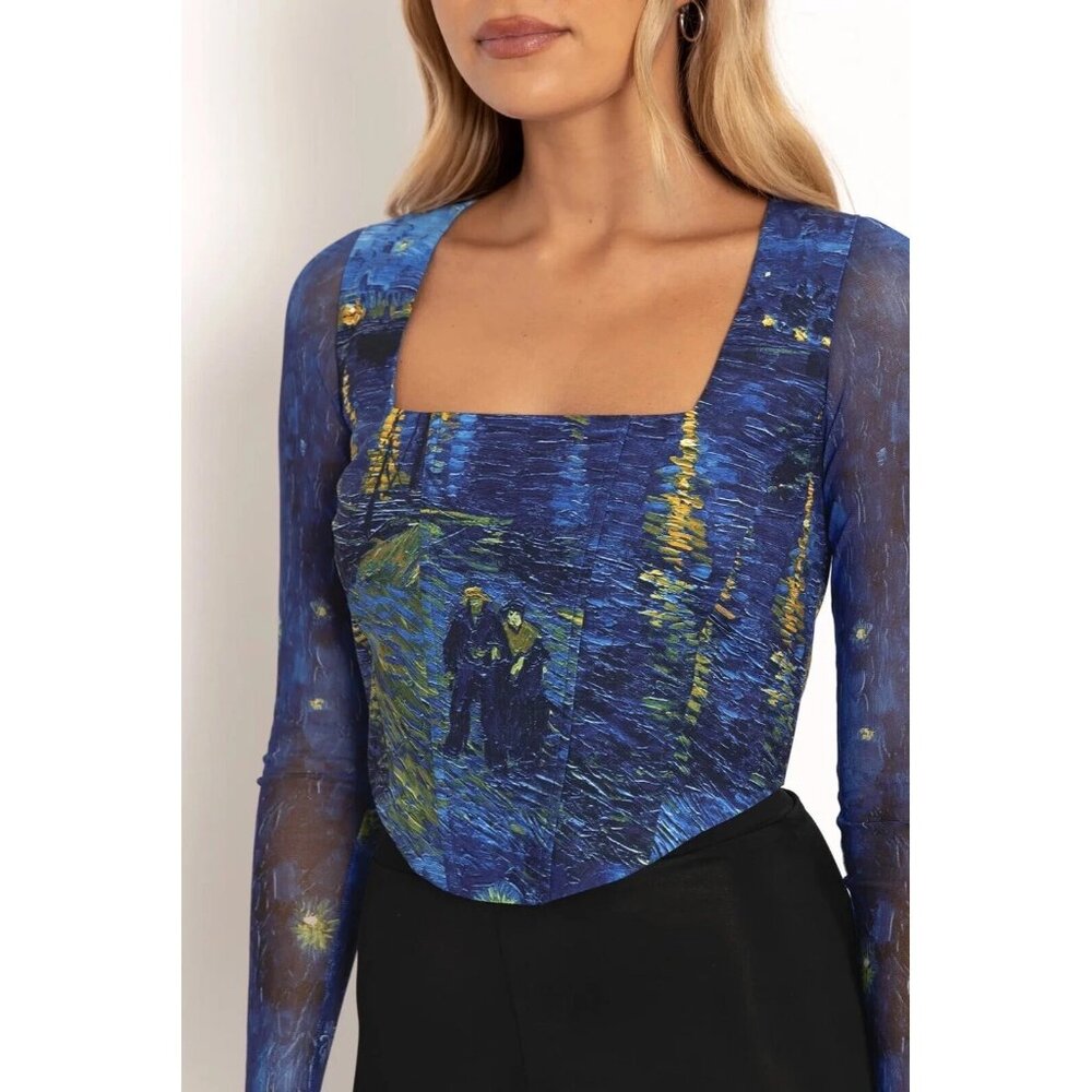 NWT BlackMilk Starry Night Over The Rhone Long Sleeve Corset Top AU 12 / US 8 - Picture 7 of 10